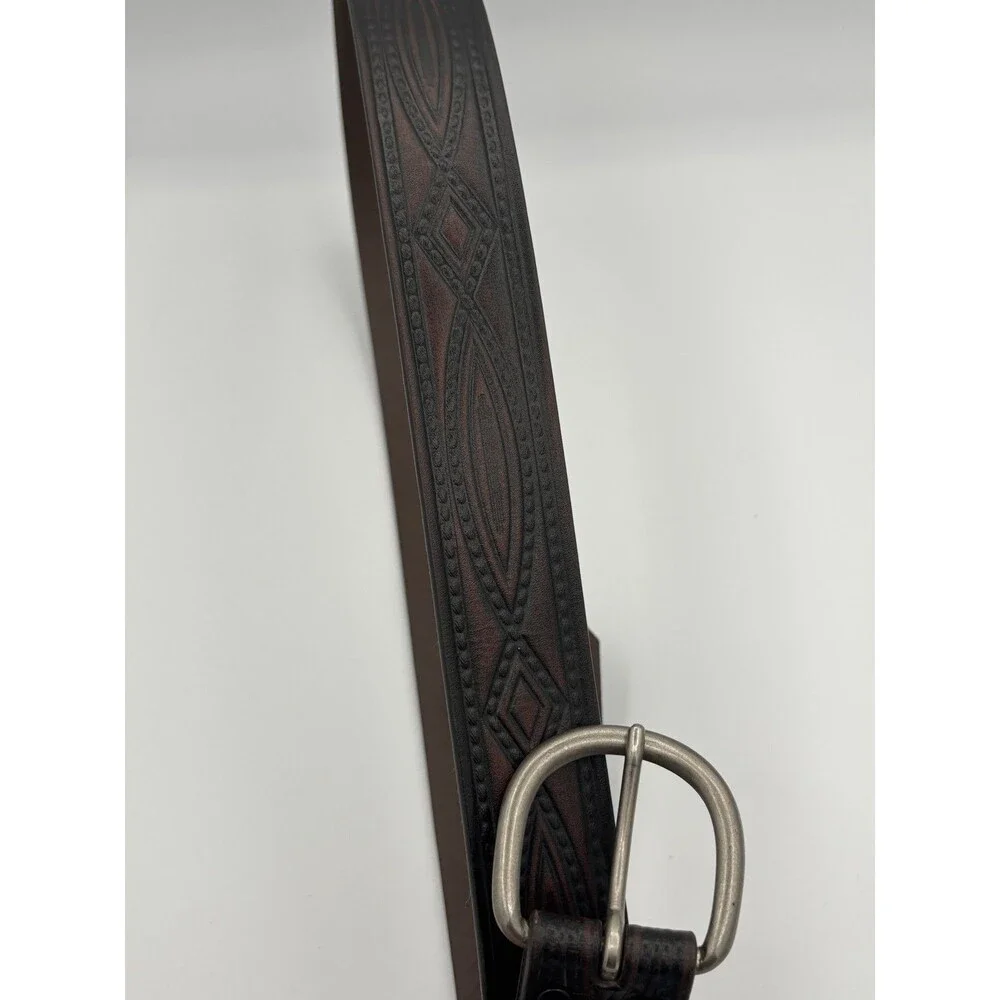 Vintage Wrangler Tooled Leather Belt Men‎ Western, Cowboy, Biker, Casual Sz 40